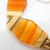 Victorian Scottish 9ct Gold Red Banded Agate Floral Panel Bracelet c1860 Antique