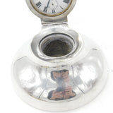 Large Sterling Silver Capstan Inkwell with Pocket Watch Lid 1912 Birmingham