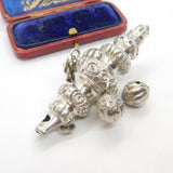 Victorian Sterling Silver Floral Baby Rattle Antique 1888 Birmingham