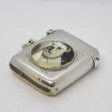 Victorian Sterling Silver & Enamel Bulldog Vesta Case Antique 1900 Chester