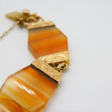Victorian Scottish 9ct Gold Red Banded Agate Floral Panel Bracelet c1860 Antique