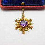 Victorian 9ct Gold & Amethyst Thistle Form Fob Pendant Antique c1890 Scottish