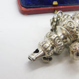 Victorian Sterling Silver Floral Baby Rattle Antique 1888 Birmingham