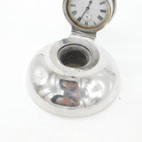 Large Sterling Silver Capstan Inkwell with Pocket Watch Lid 1912 Birmingham