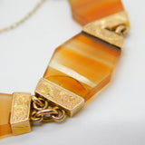Victorian Scottish 9ct Gold Red Banded Agate Floral Panel Bracelet c1860 Antique
