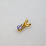 9ct Yellow Gold Small Pear-Cut Tanzanite Drop Pendant Vintage c1990