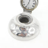 Large Sterling Silver Capstan Inkwell with Pocket Watch Lid 1912 Birmingham