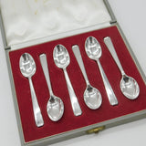 Boxed Set of Sterling Silver Modernist Tea Spoons 1966 Sheffield Vintage