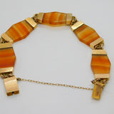 Victorian Scottish 9ct Gold Red Banded Agate Floral Panel Bracelet c1860 Antique