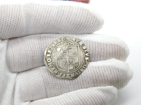 King James I Silver Early Hammered Sixpence Coin 1607 Fine Condition Antique