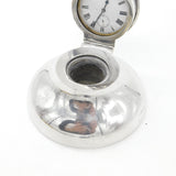 Large Sterling Silver Capstan Inkwell with Pocket Watch Lid 1912 Birmingham