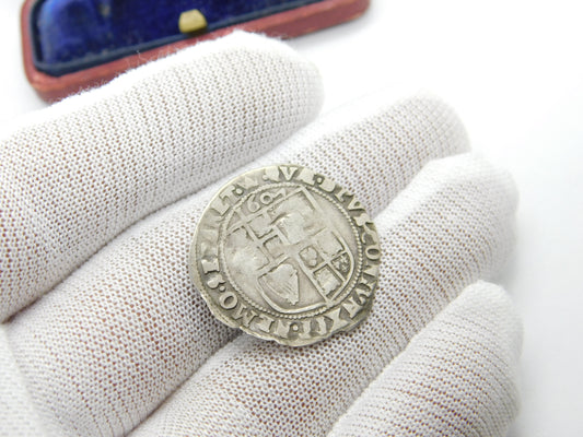 King James I Silver Early Hammered Sixpence Coin 1607 Fine Condition Antique