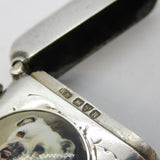 Victorian Sterling Silver & Enamel Bulldog Vesta Case Antique 1900 Chester