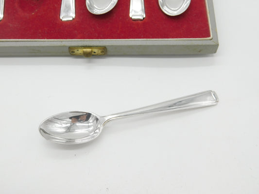 Boxed Set of Sterling Silver Modernist Tea Spoons 1966 Sheffield Vintage