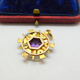 Victorian 9ct Gold & Amethyst Thistle Form Fob Pendant Antique c1890 Scottish