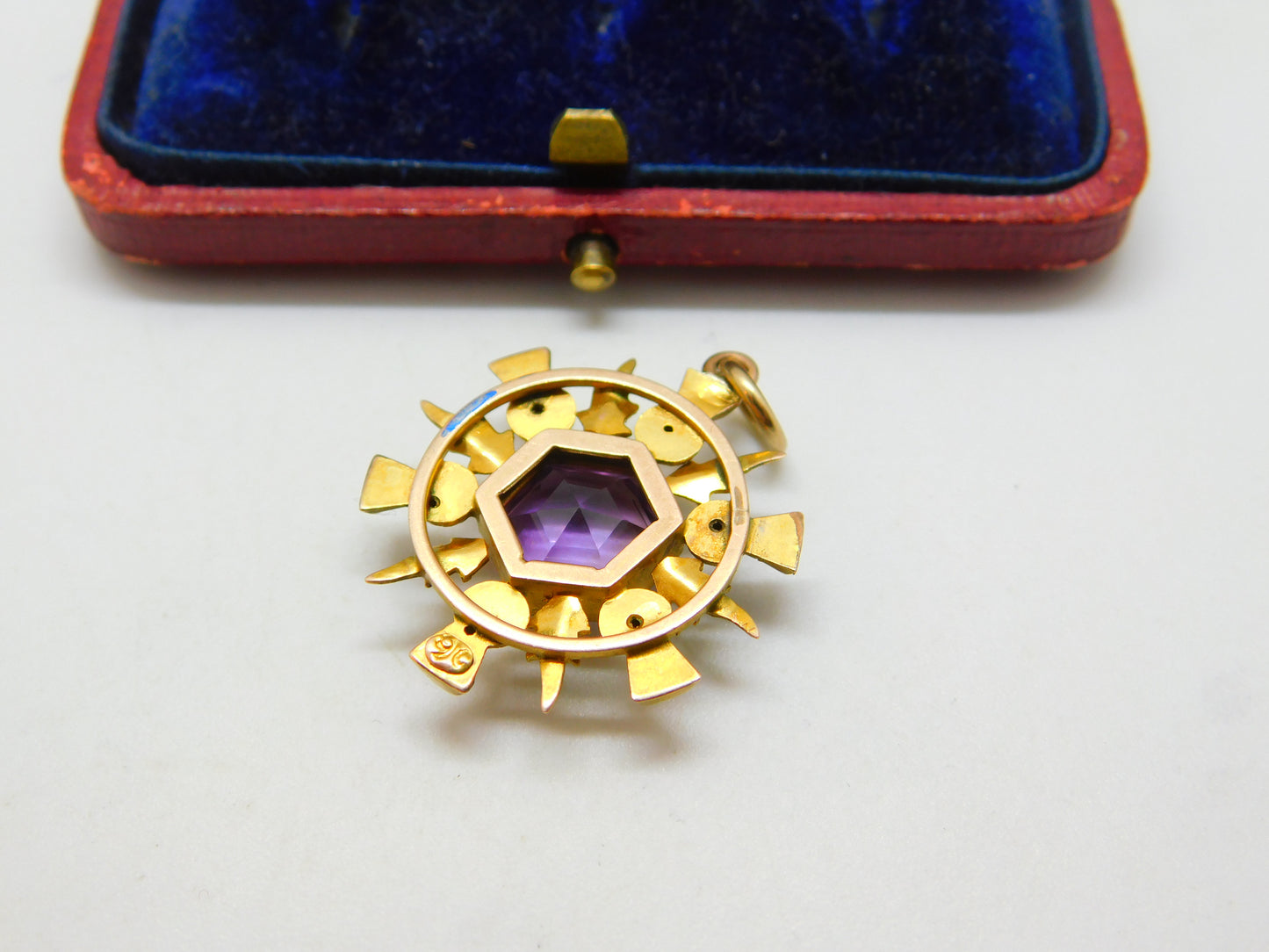 Victorian 9ct Gold & Amethyst Thistle Form Fob Pendant Antique c1890 Scottish