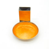 Gold Plated Orange Guilloche Enamel Ashtray & Match Box Holder c1920 Art Deco