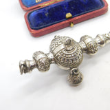 Victorian Sterling Silver & Mother of Pearl Baby Rattle with Bells 1901 Antique