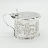 Victorian Sterling Silver Floral Crested Mustard Pot Antique 1848 London
