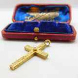 Victorian 15ct Yellow Gold & Seed Pearl Floral Cross Pendant Antique c1860