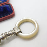 Victorian Sterling Silver & Mother of Pearl Baby Rattle with Bells 1901 Antique