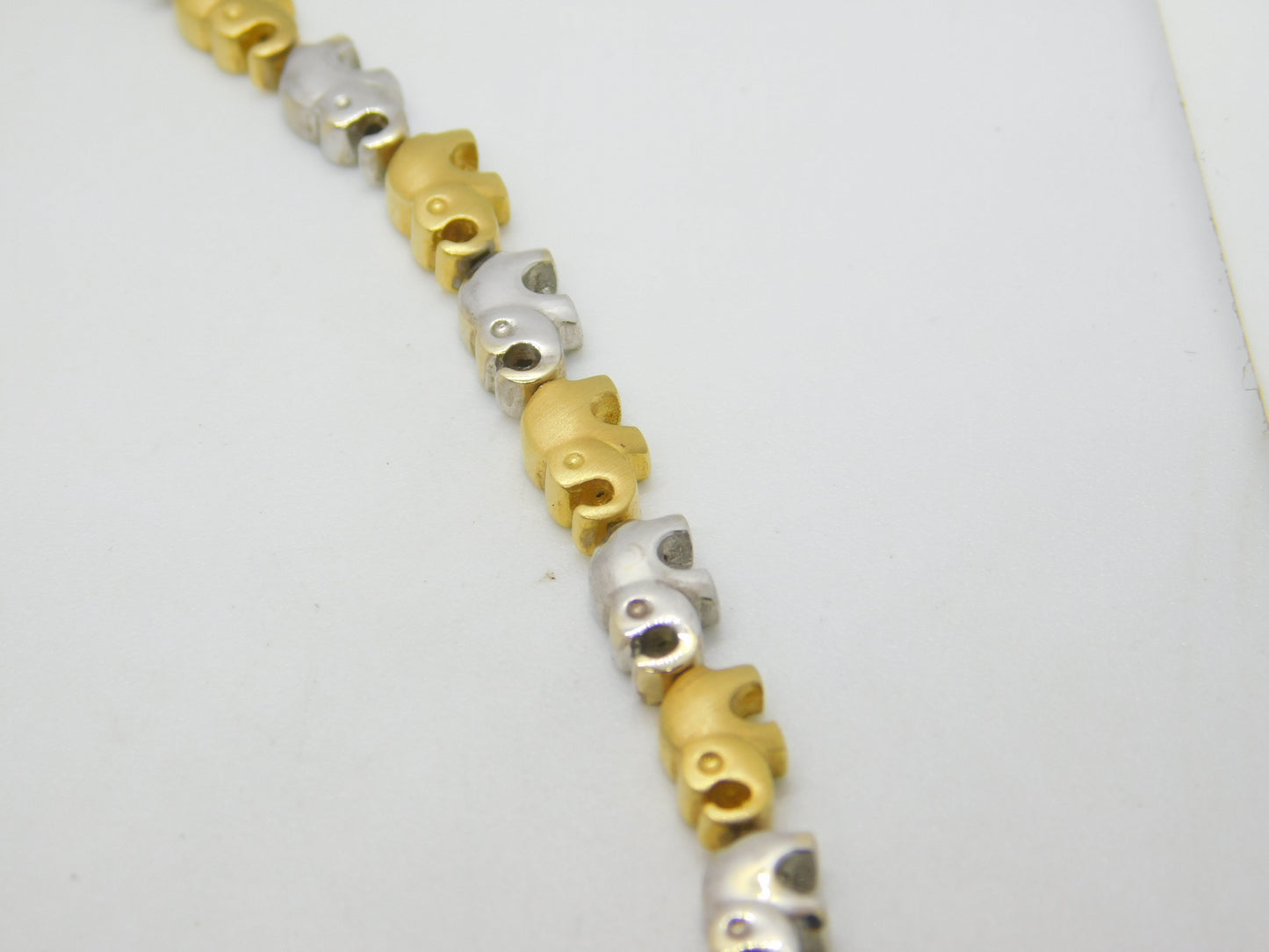 18ct Yellow & White Gold Diamond Set Elephant Train Necklace Vintage c1980