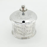 Victorian Sterling Silver Floral Crested Mustard Pot Antique 1848 London