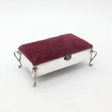 Edwardian Large Sterling Silver Jewellery Box Pin Cushion 1905 Birmingham