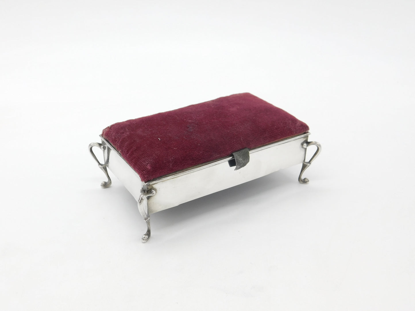 Edwardian Large Sterling Silver Jewellery Box Pin Cushion 1905 Birmingham