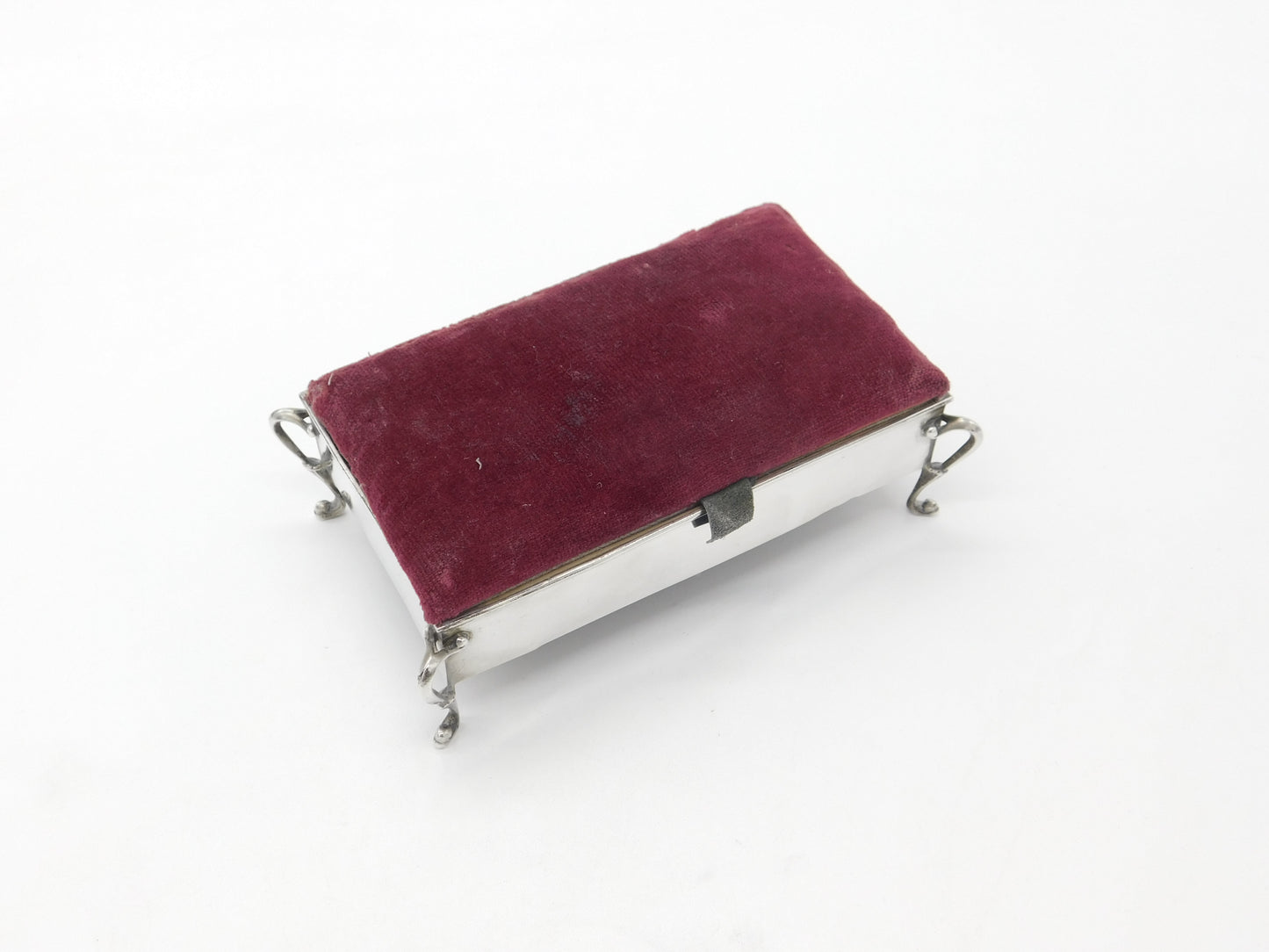 Edwardian Large Sterling Silver Jewellery Box Pin Cushion 1905 Birmingham