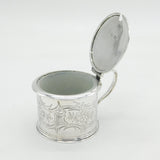 Victorian Sterling Silver Floral Crested Mustard Pot Antique 1848 London