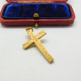 Victorian 15ct Yellow Gold & Seed Pearl Floral Cross Pendant Antique c1860
