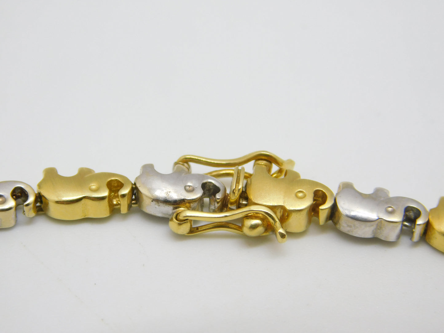 18ct Yellow & White Gold Diamond Set Elephant Train Necklace Vintage c1980