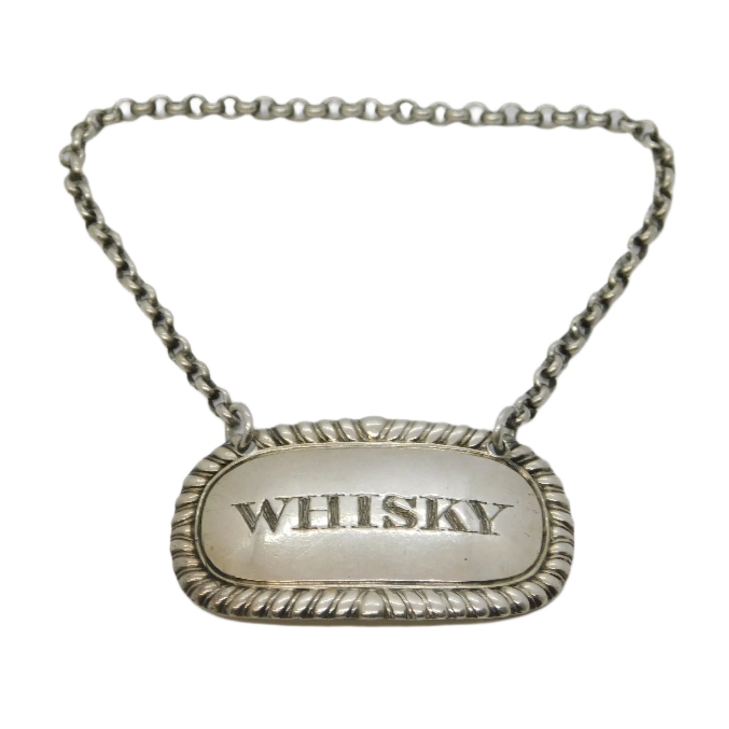 George III Scottish Sterling Silver Whisky Decanter Label Antique 1810 Edinburgh
