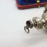 Victorian Sterling Silver & Mother of Pearl Baby Rattle with Bells 1901 Antique
