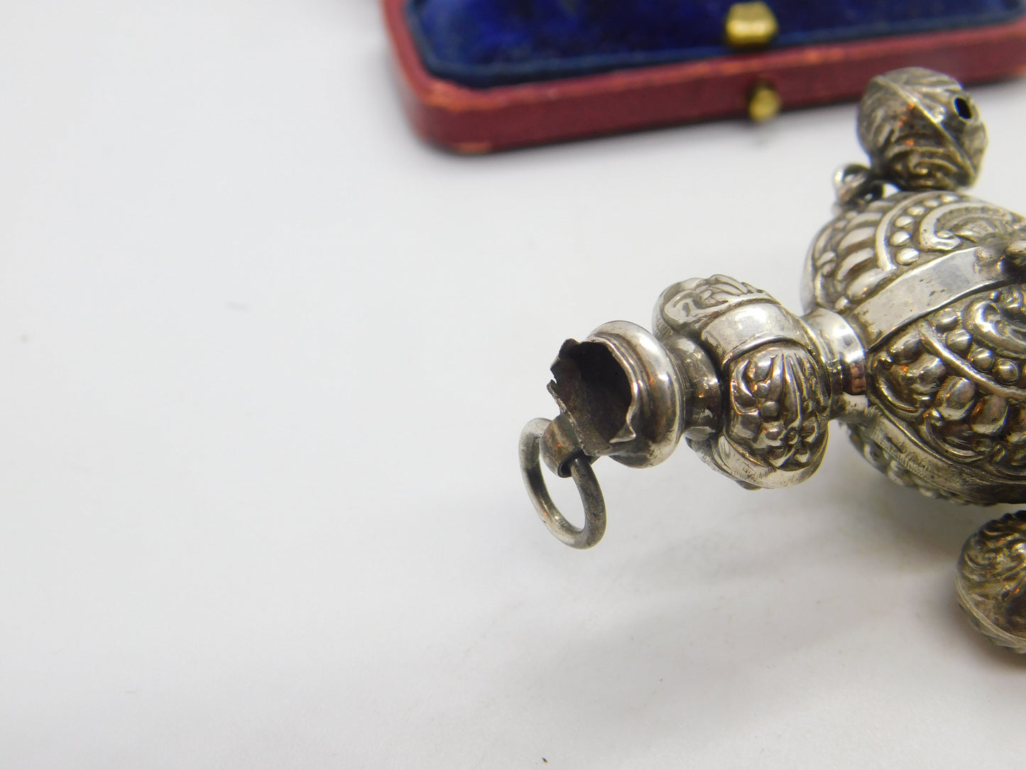 Victorian Sterling Silver & Mother of Pearl Baby Rattle with Bells 1901 Antique