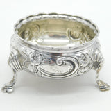 George II Pair of Sterling Silver Floral Salt Cellars Antique 1746 London