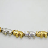 18ct Yellow & White Gold Diamond Set Elephant Train Necklace Vintage c1980