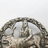 Scandinavian .830 Silver Reindeer Herder Floral Brooch Vintage c1960