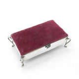 Edwardian Large Sterling Silver Jewellery Box Pin Cushion 1905 Birmingham