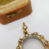 Edwardian 9ct Gold, Seed Pearl Floral Locket Pendant 1902 Antique Birmingham