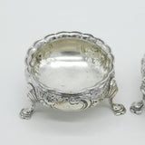 George II Pair of Sterling Silver Floral Salt Cellars Antique 1746 London