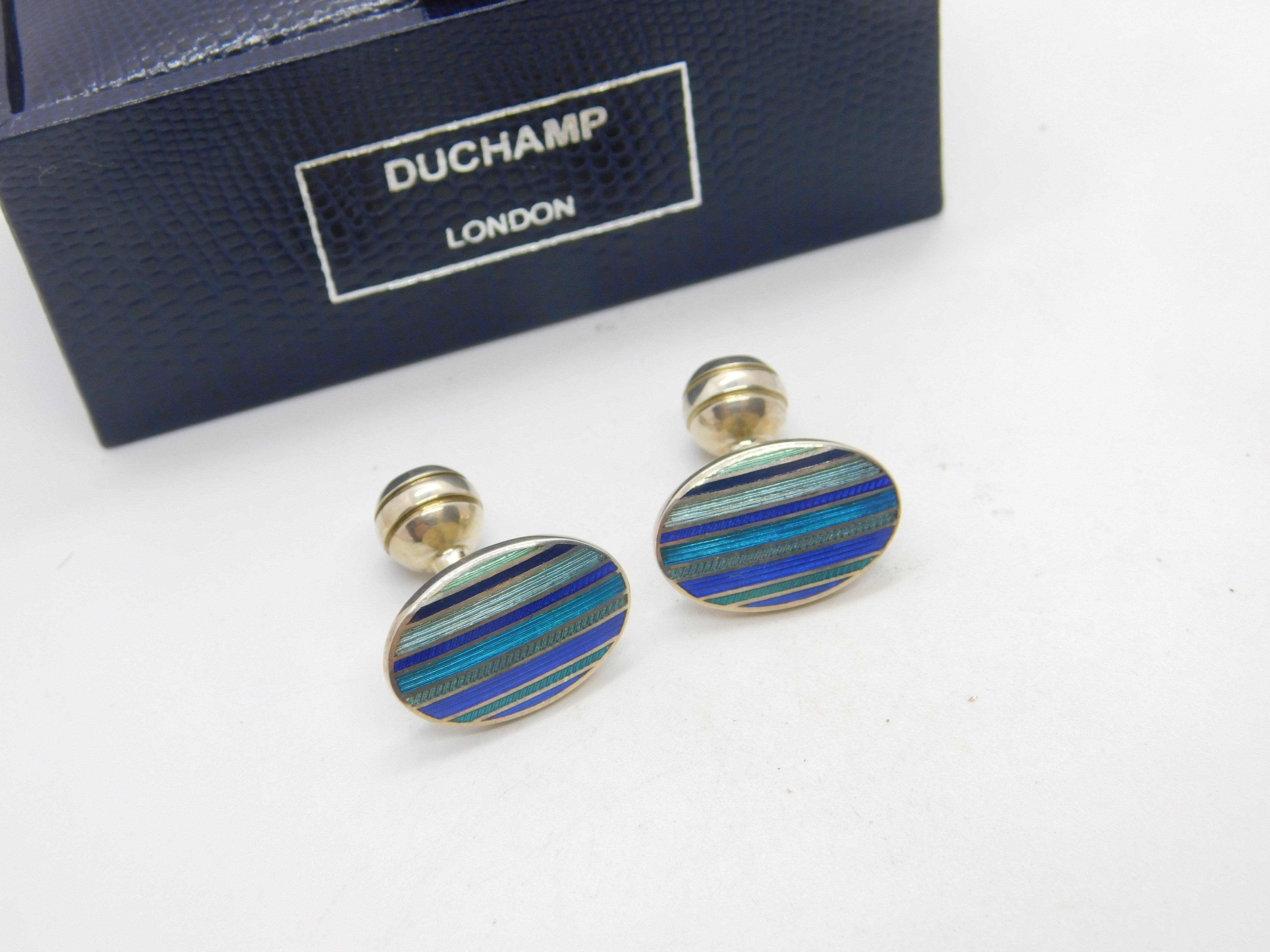 DUCHAMP LONDON selling ENAMEL AND SILVER CUFFLINKS