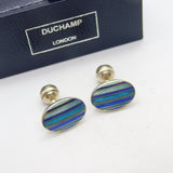 Boxed Pair of Sterling Silver & Enamel Duchamp London Gents Cufflinks 2003