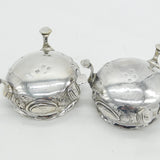 George II Pair of Sterling Silver Floral Salt Cellars Antique 1746 London
