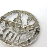 Scandinavian .830 Silver Reindeer Herder Floral Brooch Vintage c1960