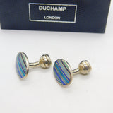 Boxed Pair of Sterling Silver & Enamel Duchamp London Gents Cufflinks 2003