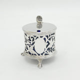 Victorian Sterling Silver Bird & Floral Pattern Mustard Pot Antique Birmingham