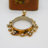 Edwardian 9ct Gold, Seed Pearl Floral Locket Pendant 1902 Antique Birmingham