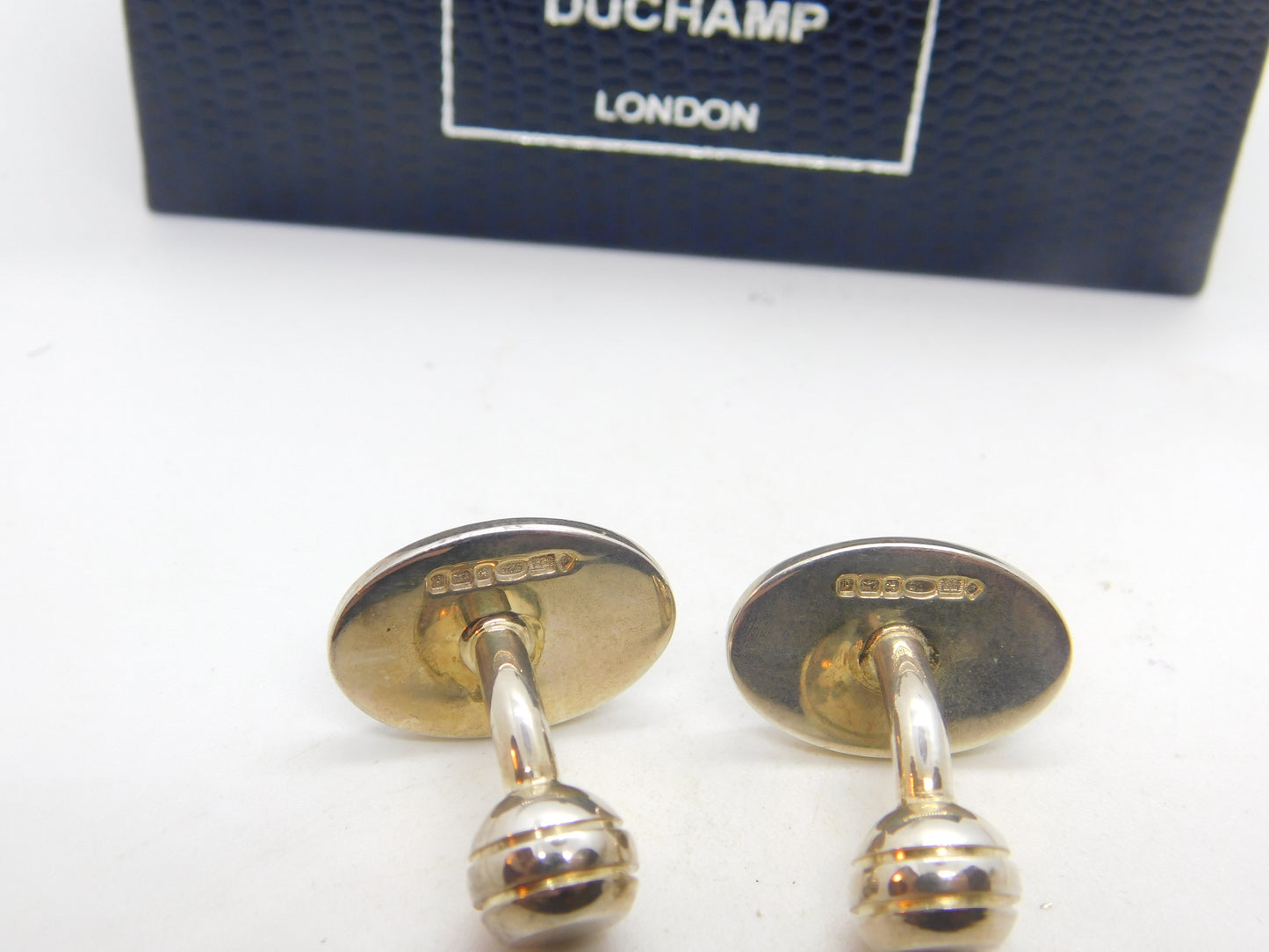 Boxed Pair of Sterling Silver & Enamel Duchamp London Gents Cufflinks 2003